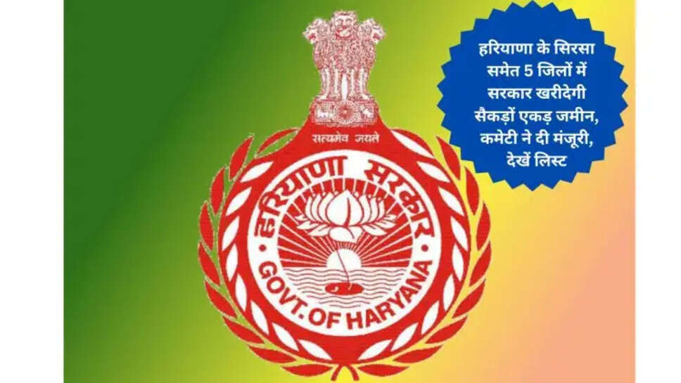 हरियाणा के सिरसा समेत 5 जिलों में सरकार खरीदेगी सैकड़ों एकड़ जमीन, कमेटी ने दी मंजूरी, देखें लिस्ट