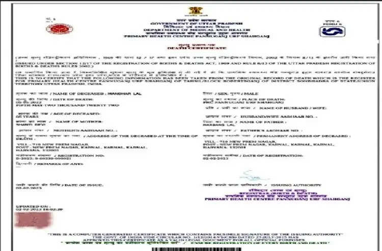 UP में सोनभद्र द्वारा जारी CM मनोहर लाल का फर्जी मृत्यु प्रमाण पत्र बनाने के मामले में 5 अभियुक्त गिरफ्तार