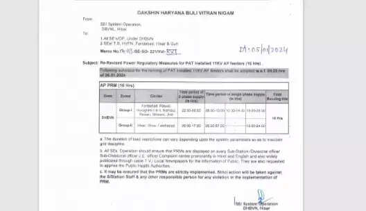 हरियाणा के कई जिलों के किसानों के लिए खुशखबरी, अब रात में नहीं पहुंचेगी खेत की सप्लाई, देखें ऑर्डर