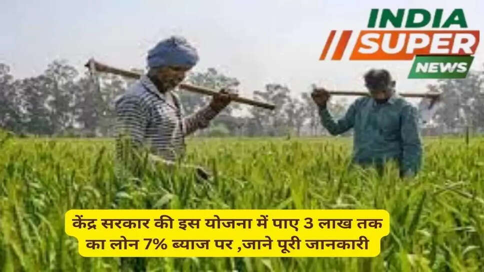 केंद्र सरकार की इस योजना में पाए 3 लाख तक का लोन 7% ब्याज पर ,जाने पूरी जानकारी