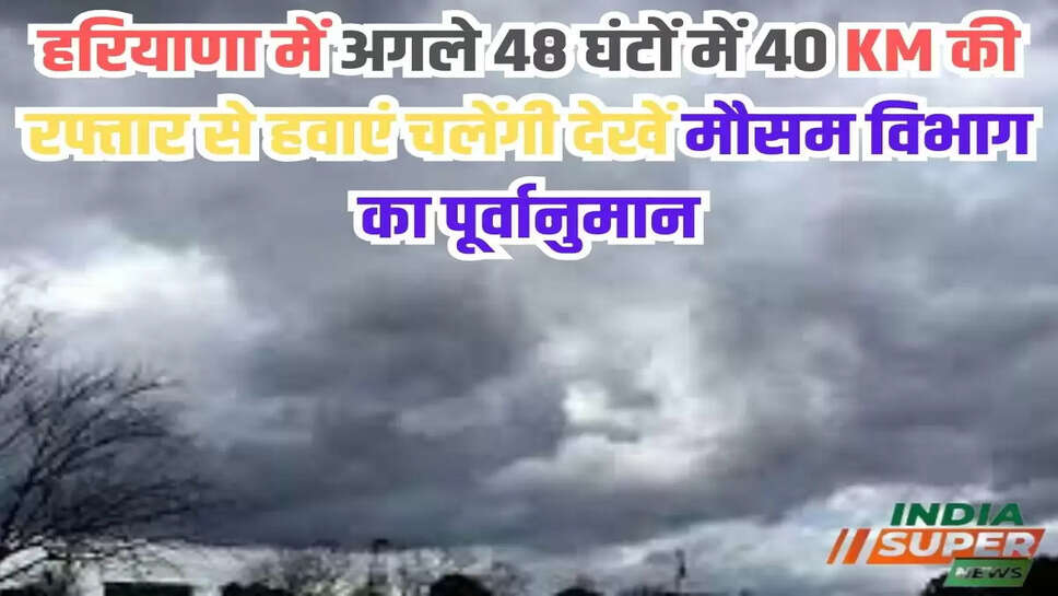 हरियाणा में अगले 48 घंटों में 40 KM की रफ्तार से हवाएं चलेंगी देखें मौसम विभाग का पूर्वानुमान