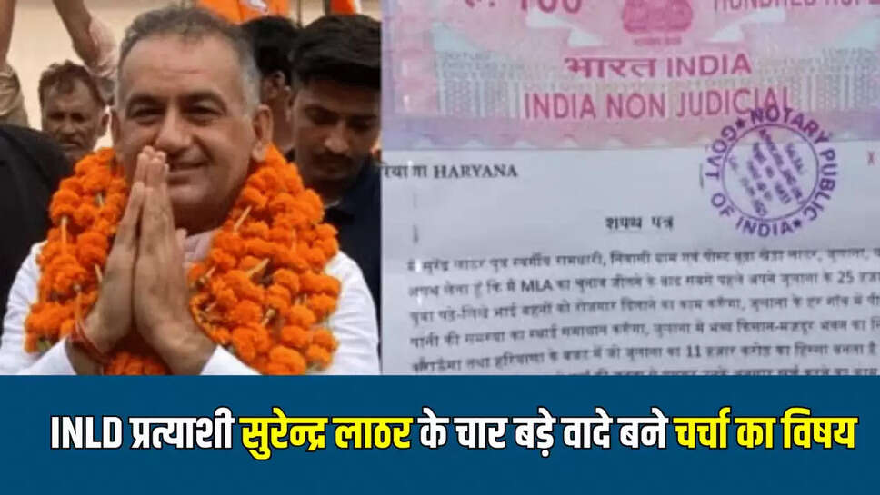INLD प्रत्याशी सुरेन्द्र लाठर के चार बड़े वादे बने चर्चा का विषय 