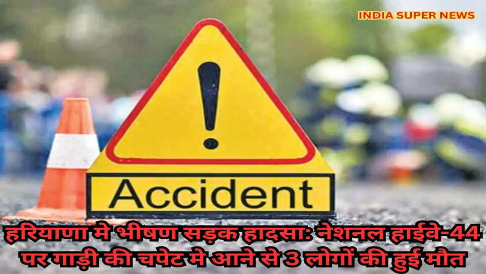 हरियाणा मे भीषण सड़क हादसा: नेशनल हाईवे-44 पर गाड़ी की चपेट मे आने से 3 लोगों की हुई मौत
