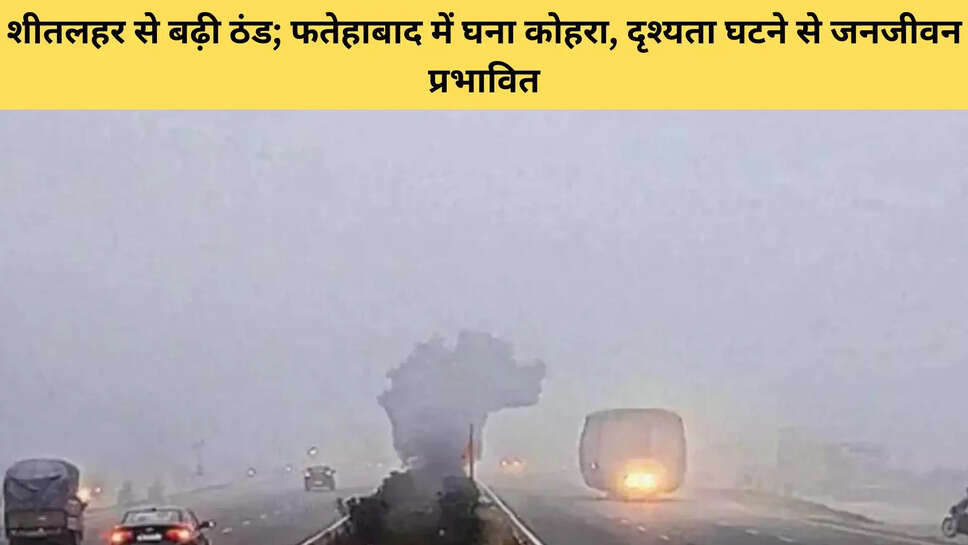 शीतलहर से बढ़ी ठंड; फतेहाबाद में घना कोहरा, दृश्यता घटने से जनजीवन प्रभावित