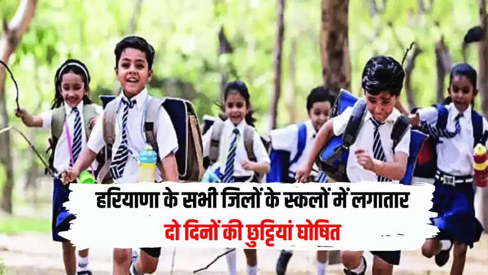 हरियाणा के सभी जिलों के स्कलों में लगातार दो दिनों की छुट्टियां घोषित