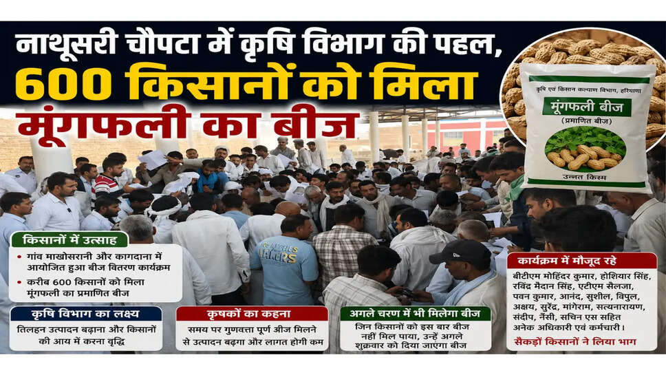 नाथूसरी चौपटा में कृषि विभाग की पहल, 600 किसानों को मिला मूंगफली का बीज