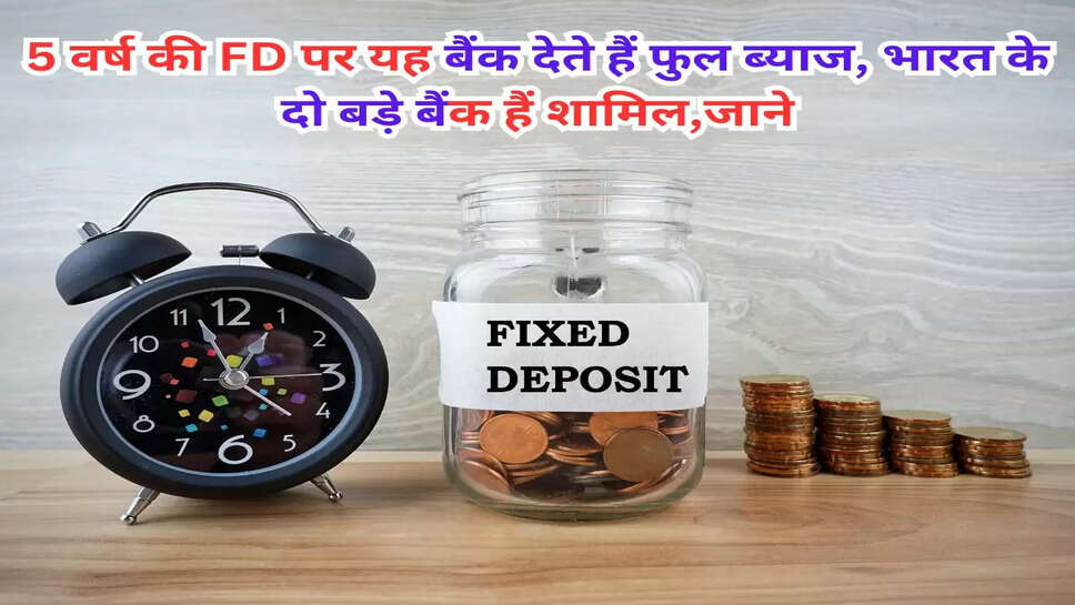 Bank FD :5 वर्ष की FD पर यह बैंक देते हैं फुल ब्याज, भारत के दो बड़े बैंक हैं शामिल,जाने