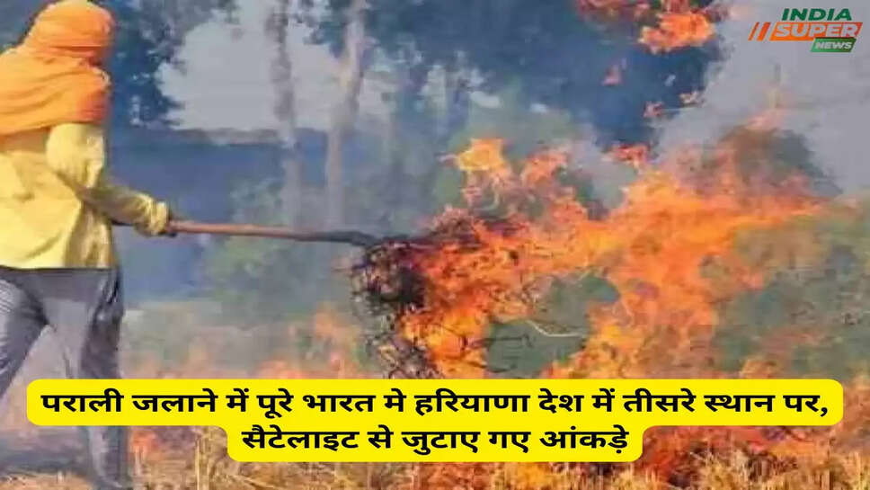 पराली जलाने में पूरे भारत मे हरियाणा देश में तीसरे स्थान पर, सैटेलाइट से जुटाए गए आंकड़े