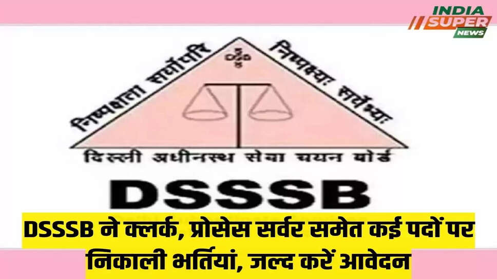 DSSSB ने क्लर्क, प्रोसेस सर्वर समेत कई पदों पर निकाली भर्तियां, जल्द करें आवेदन